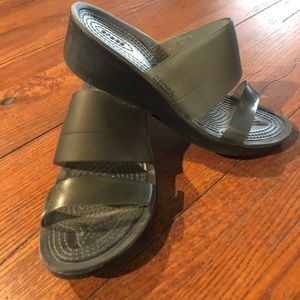CROCS Black Two-Strap Sandals
